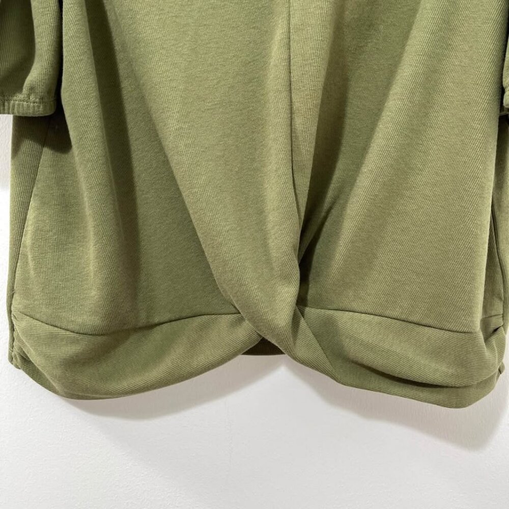 Statement Sleeve Elevated Boho Twist Neutral Casual Olive Green Top [size L] - Picture 5 of 8